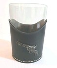 2 GUN  & WHISKEY Rock Tumblers with Metal Gun On Black Leather Sleeves Retro — photo 6