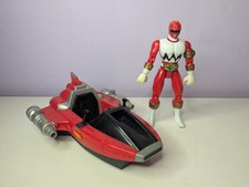Vintage 1998 Bandai Power Rangers Lost Galaxy Red Jet Jammer & Red Ranger Figure