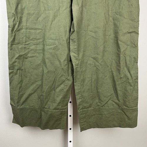 Ann Taylor LOFT Outlet Crop Pants Womens XL Green Wide Leg Lounge Linen Cotton - Picture 4 of 7