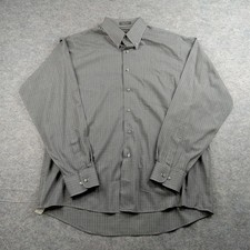 Arrow Dress Shirt Mens Large 16-16.5 36/37 Gray Check Wrinkle Free Button Down