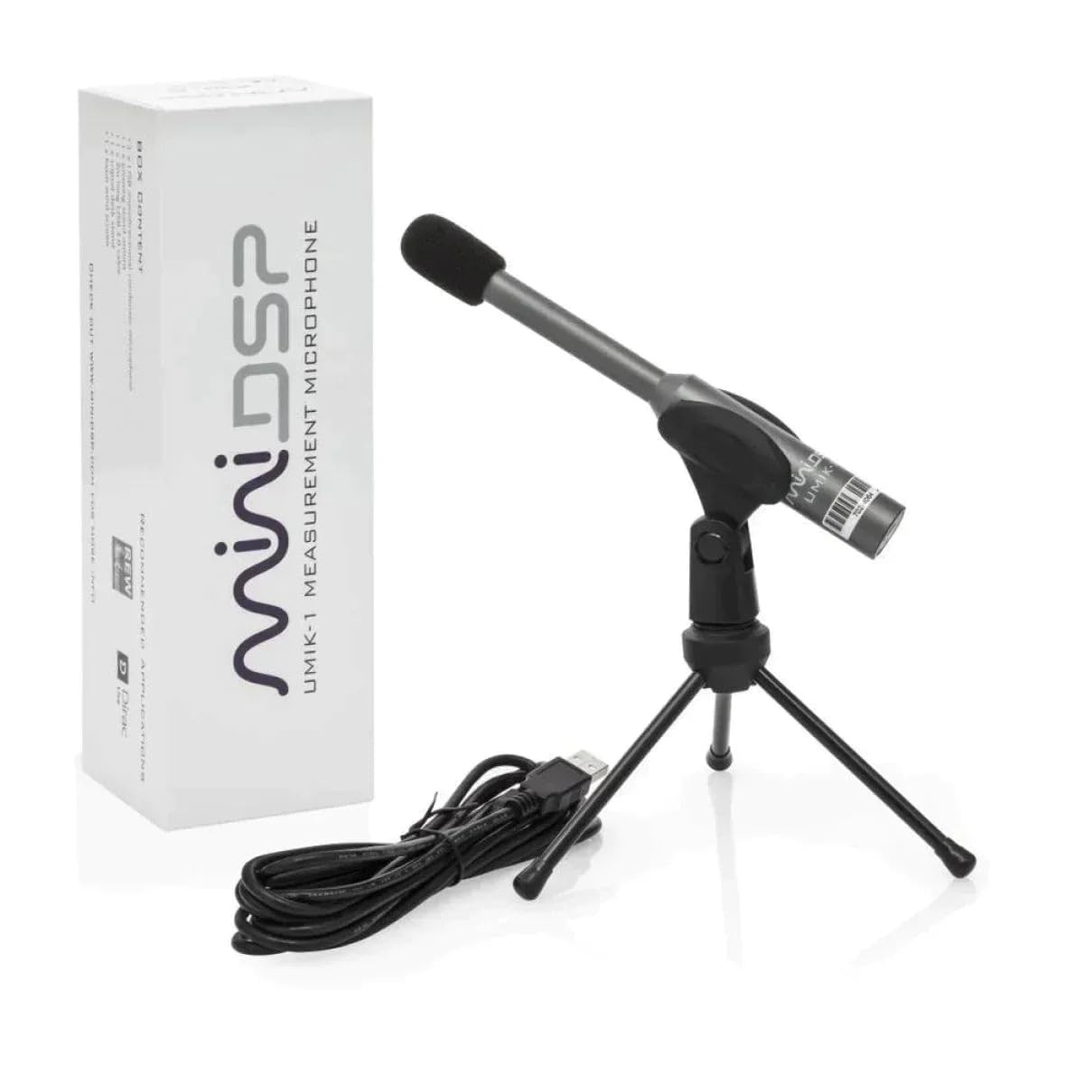 Microphone de mesure miniDSP UMIK-1 calibré noir pour corriger l'acoustique