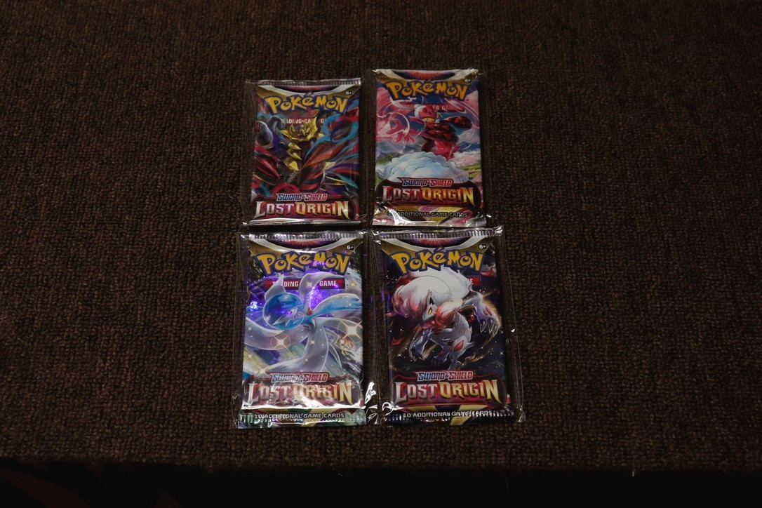 Pokemon Lost Origin Pack Art Set / 4x Factory Sealed Booster Packs with Sleeve