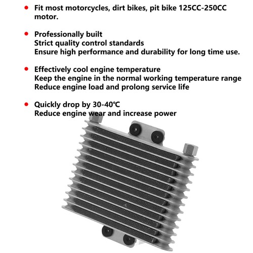 Engine Oil Cooler Silver Universal Radiator For Automobile Motorcycle - Picture 24 of 24