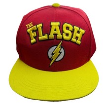 The Flash Cap Hat Red Mens Adjustable Snapback Embroidered Six Flags
