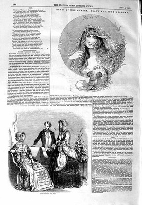 Original alter antiker Druck 1847 Paris Mode Damen Kenny Meadows Kopf Mai