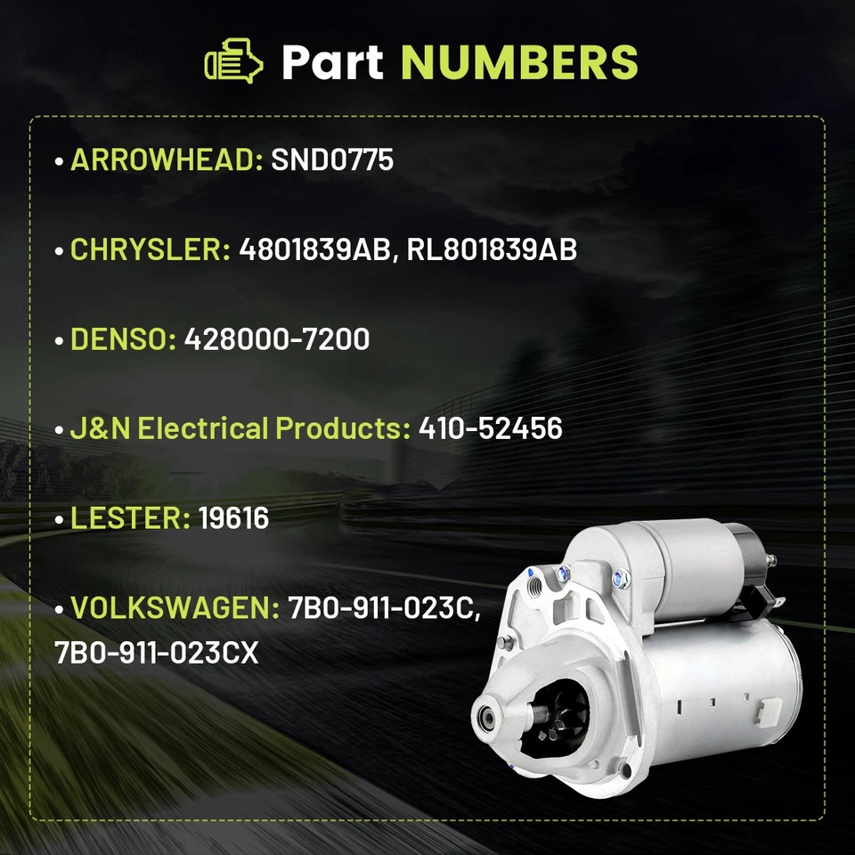 For Town & Country Chrysler 200 2011-2013 2014 2015 2016 3.6L V6 Starter 19616 Foto 3 de 4