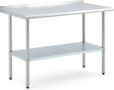 Stainless Steel Work Table 48x24'' Prep Table w/Backsplash Adjustable Undershelf