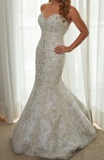 Allure Bridal 10 Wedding Dress C267 Ivory Lace Illusion Mermaid Swarovski Bling
