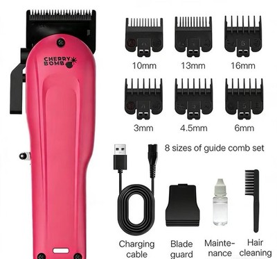 CB Cherry Punk Bear Pink Hair Clipper, Professional Taper Barber Trimmer