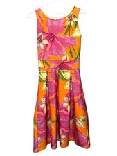 Vibrant Summer Floral Dress Vintage Elegant Size 8