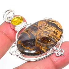 Mariam Jasper Gemstone Handmade 925 Sterling Silver Jewelry Pendant  RM-73