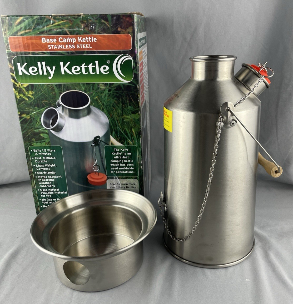 新品未使用Kelly Kettle Base Camp Kettle　1.5 L Kelly Kettle Base Camp Stainless Steel 1.5 Liters 5-6 Mugs