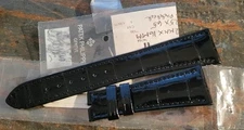 Patek Philippe Full Grain Padded Shiny Black Alligator Strap 22x16 from Patek AD