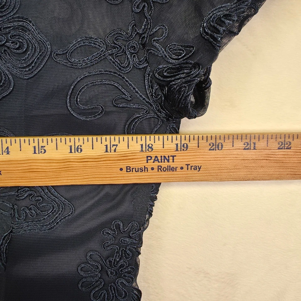 JS Collections Maxi Dress Womens 12 Blue Floral Lace Overlay Evening Formal Gown - Image 4 of 4