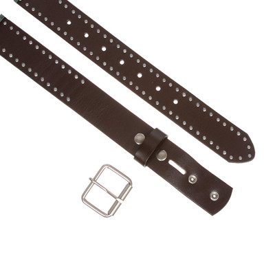3942 Genuine Vintage Retro Circle Studded Leather Belt- Interchangeable Genuine Vintage Retro Circle Studded Leather Belt  main image 3
