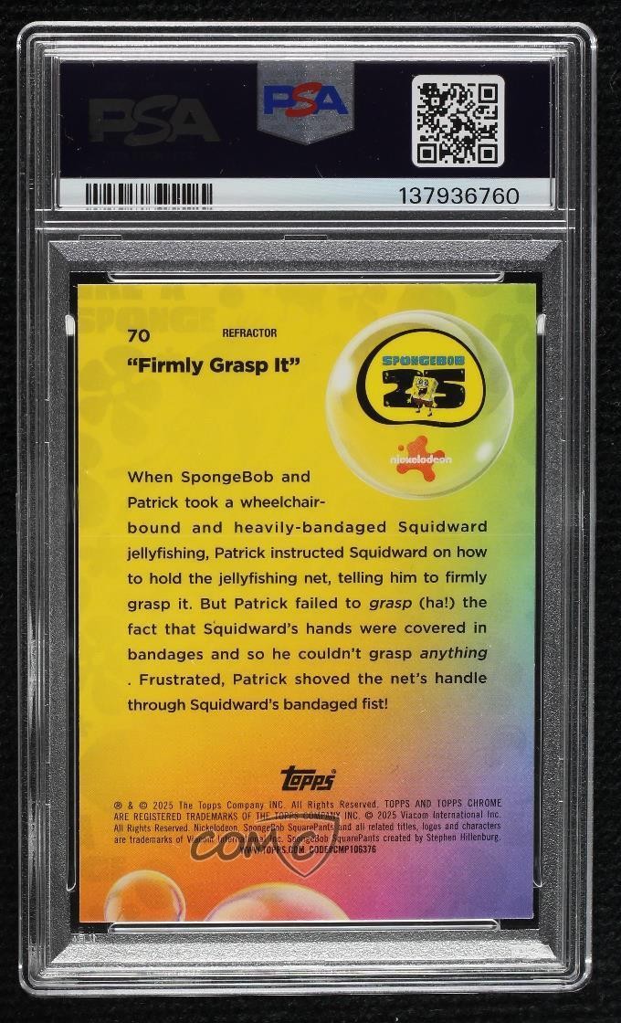 2025 Chrome Spongebob 25th Refractor Squidward Tentacles Patrick Star PSA 9 15wb view 2