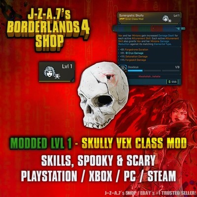 Borderlands 4  MODDED LEVEL 1 ONE SKULLY VEX CLASS MOD BL4  PC-PS-XBOX 