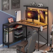 Home Office L-Shaped Gaming Desk Computer Table Reversible Corner Study Desk