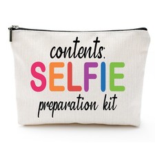 Funny "Selfie Preparation Kit" Cosmetic Bag Travel Pouch Girls Birthday Gift