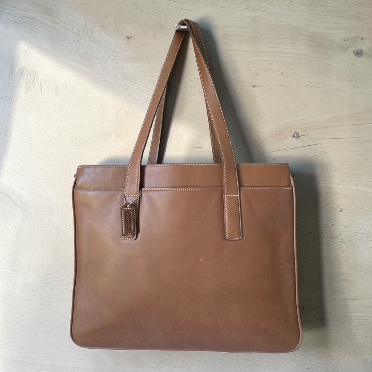Vintage Coach 5209 Brown Leather Business Tote Laptop Briefcase Y2K Shoulder Bag View 2