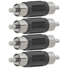 4 Pcs RCA Male to Male Coupler Connector Adapter Audio Video Cable Joiner Nickel