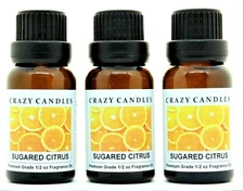 3 Sugared Citrus  1/2oz Premium Grade Scented Fragrance Oil Crazy Candles