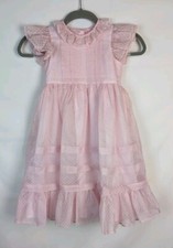 VTG Girls Pink Swiss Dot Chiffon Ruffle Dress Size 6