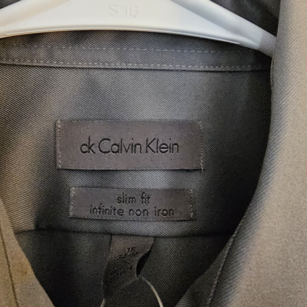 Calvin Klein Slim Fit Dress Shirt Performance No-Iron Men's M-34-35  Gray/Blue | eBay