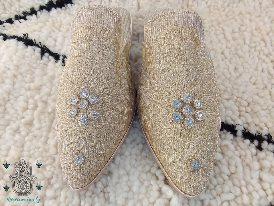 Moroccan babouche Moroccan mules women slippers embroidered slip ons - Image 3 of 4