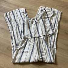 Roxy Jumper One Shoulder Striped White Wide Leg Jumpsuit Beach Party Sz M