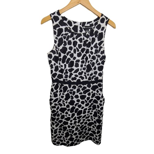 Valerie Bertinelli 100% Linen Animal Print Pencil Dress Womens SZ 6 w Pockets - Picture 3 of 8