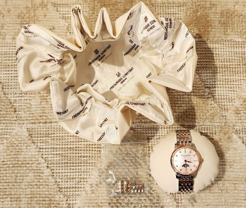 Frederique Constant Women's Moonphase Slimline Watch, Rose-Gold FC-206MPWD1S2B - Picture 3 of 10