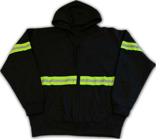 Hoodie Reflective High Visibility Hi Vis Safety Zip Front Work Clothes Uniform - Picture 14 of 15