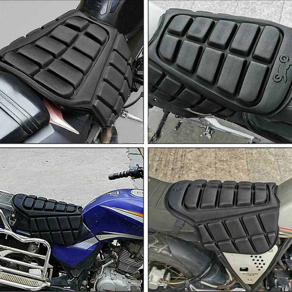 Cojín de asiento de motocicleta negro almohadilla de asiento de enfriamiento alivio de presión de pasajero Foto 2 de 4