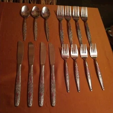 15 pc Stylecraft SYF2 T&N Stainless Japan Rose Knives Forks Spoons