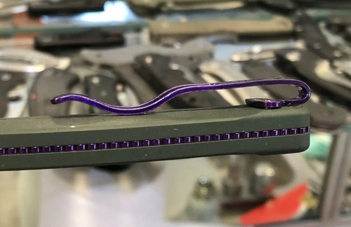 Purple Titanium Deep Carry Pocket Clip For Benchmade 940 Green Aluminum Handle - Picture 6 of 9
