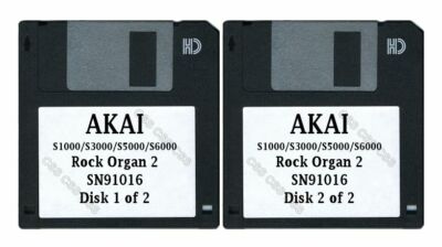 Akai S1000 / S5000 Set of Two Floppy Disks Rock Organ 2 SN91016
