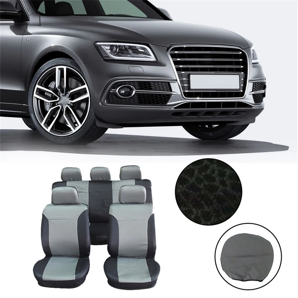Cubierta de asiento de auto gris negro de 5 asientos para Dodge Toyota Camry Skoda Acura Volkswagen Foto 2 de 4