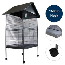 Vogelkäfig Vogelvoliere Vogelhaus Grau XXL Voliere Käfig Zuchtkäfig Tierkäfig