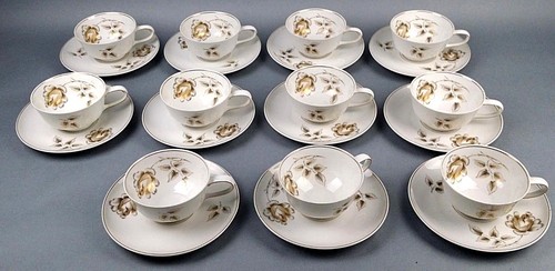 Vintage 22pc Rosenthal Selb Plossberg Flower R Loewy Modell Rose Cup Saucer Lot