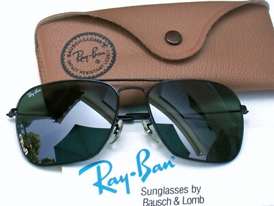 Vintage Bausch & Lomb B&L Ray Ban USA Caravan 58-16 Black Frame