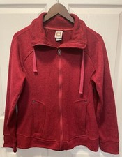 Avalanche Women s Jacket Pink Full Zip Fleece Knit Pockets Thumbhole L Large EUC