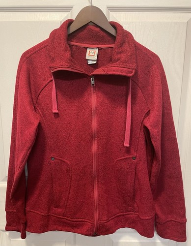 Avalanche Women’s Jacket Pink Full Zip Fleece Knit Pockets Thumbhole L Large EUC