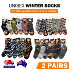 2 Pairs Women Men Winter Bed Socks Fur Fleece Lining Knit Thick Warm Unisex AU