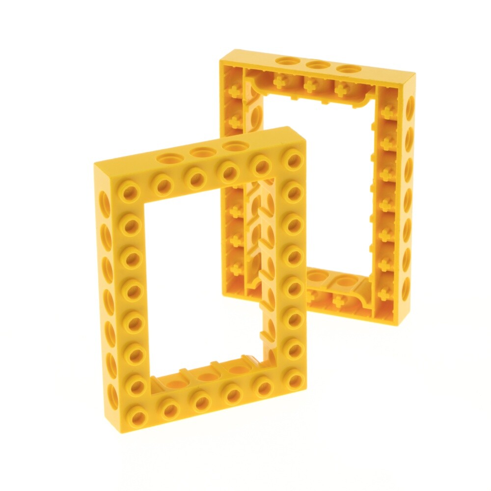 2x LEGO Technic Construction Stone Frame 6x8 Yellow Hole BAR 1680