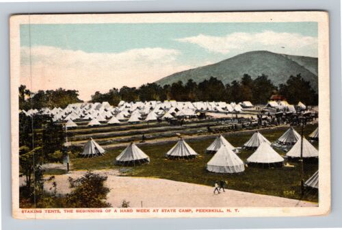 Peekskill NY-New York, tentes empilables, carte postale souvenir vintage State Camp - Photo 1/2
