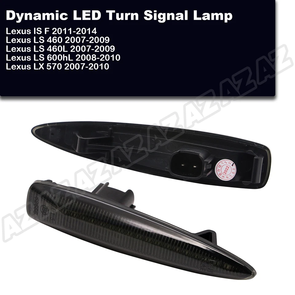 LED Side Turn Signal Light Dynamic Smoked For Lexus IS F LS460 LS460L LS600h L - Image 4 of 4
