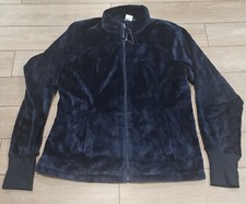 Jockey Women's Navy Blue Zip-Up Fleece Sweatshirt Zip Pockets. Thumb Holes Sz XL