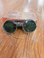 Vintage welding glasses, leather trim original box, General Electric