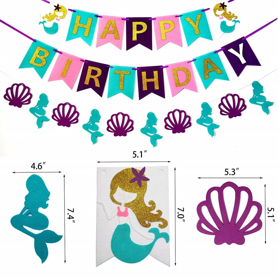 Mermaid Party Supplies Birthday Decorations for Girl's Party and Baby - Image 2 of 4